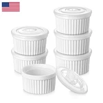 Vancasso 8 Oz Ramekins Lid Porcelain Creme Brulee Souffle Dishes White Pudding. Fixed Price $30.56.