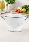 Calypso Basics Enamel Colander 1.5 Qt White Powder Coated Steel Strainer. Fixed Price $27.99.