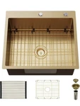 Gold 25X22 Drop-in Kitchen Sink Fauenpeey Stainless Steel W/ Accessories. Fixed Price $144.99.