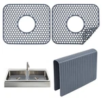 3PCS Grey Kitchen Sink Mats And Saddle SET,13.38 X 11.4INCH Non-slip Hea.... Fixed Price $27.69.