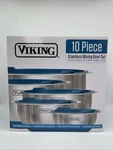 Viking 10 Piece Stainless Steel Mixing Bowl Set With Bpa Free Lids Nesting Blue. Fixed Price $59.99.