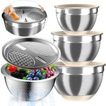 Nicdiet Mixing Bowls With Airtight Lids, Stainless Steel 6 Quarts, Khaki. Fixed Price $48.64.
