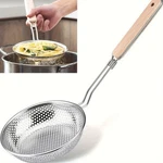 Stainless Steel Fine Mesh Skimmer Spoon With Wooden Handle, Kitchen Strainer. Fixed Price $9.50.