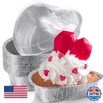 Hushee 24PK 27OZ Valentine's Heart Cake Pan W/ Lid, 7.4" Aluminum Foil. Fixed Price $48.26.