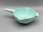 Quart Blue Double Spout Tupperware Strainer Colander #1523 W/ Handle & Pan Lip. Fixed Price $27.99.