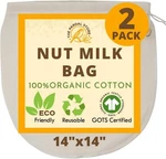 2025 New - Pack Xxl 14"X14" Nut Milk Bag 100% Organic Unbleached White. Fixed Price $11.35.