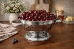 Silverplate Berry Colander Pedestal Bowl Cherry Cutouts Cottagecore Decor. Fixed Price $23.40.