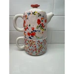 Anthropologie Luna Tea For Set Handpainted Stoneware Glaze. Fixed Price $75.00.