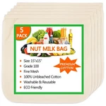 Huppar Nut Milk 15"X15", Cheesecloth Bags For - 5PACK, Beige. Fixed Price $21.73.