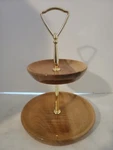 Vintage Mid-century Myrtlewood Two-tier 10" Tall Serving Tray Oregon. Fixed Price $19.99.