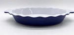 Emile Henry Bakeware Twilight Blue 13" Oval Baker 1.78 Ruffled Classic France. Fixed Price $32.95.