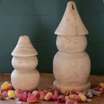 Decor - Wooden Carved Snowman (2) Mercury Glass Tree New. Fixed Price $60.00.