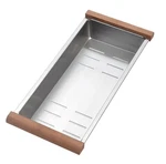 Starstar Stainless Steel Colander For Workstation Kitchen Sink Wood Cover. Fixed Price $49.99.