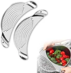 Pot Stainless Steel 2 Pack, Pasta Strainer, Metal Food For Noo. Fixed Price $14.13.