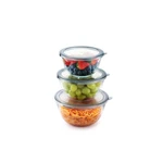 Cuiselect 3PC Glass Mixing Bowls With Lids Set (1.64QT, 1.16QT, 0.85QT), Thick. Fixed Price $30.61.