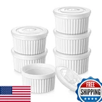 Vancasso 8 Oz Ramekins Lid Porcelain Creme Brulee Souffle Dishes White Pudding. Fixed Price $32.74.