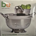 Be Basic Essentials Stainless Steel 2 Piece Footed Colanderstrainer Sifter Set. Fixed Price $23.00.