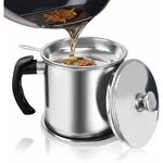 Bacon Grease Container With STRAINER,1.3L(46 Fl. Oz.)kitchen Stainless Steel Oil. Fixed Price $11.00.