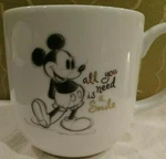 Williams Sonoma Disney All You Need Smile Mickey Mouse Cup Mug Collectible. Fixed Price $12.60.