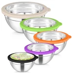 Teamfar Mixing Set, 4.5/3/1.5/1/0.7 Qt Stainless Steel Nesting Salad. Fixed Price $48.83.