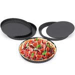 Beasea 4PCS 9" Nonstick Tart Quiche Pan Set W/ Removable Bottom Carbon Steel. Fixed Price $48.93.