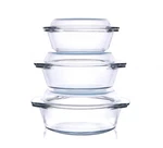 Husanmp 6-PIECE Round Tempered Glass Casserole Dish Set W/ Lids 0.7-1.5QT. Fixed Price $72.16.