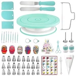 Anslyqa 298 Pcs Cake Decorating Kit With TURNTABLE,LEVELER,24 Numbered Icin. Fixed Price $47.97.